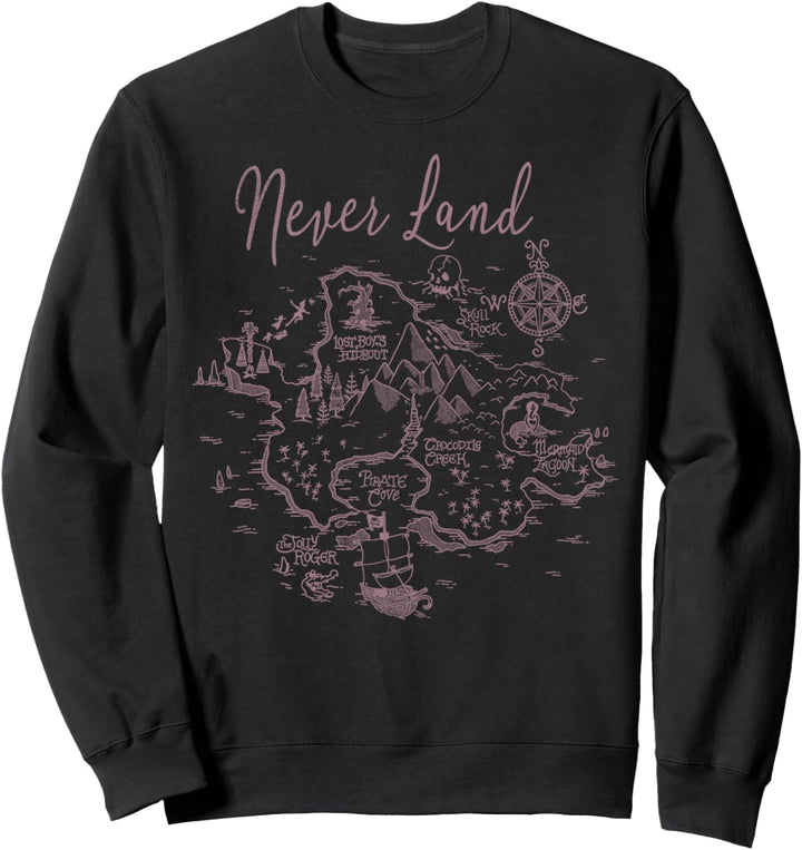 Disney Peter Pan Never Land Drawn Vintage Map Sweatshirt