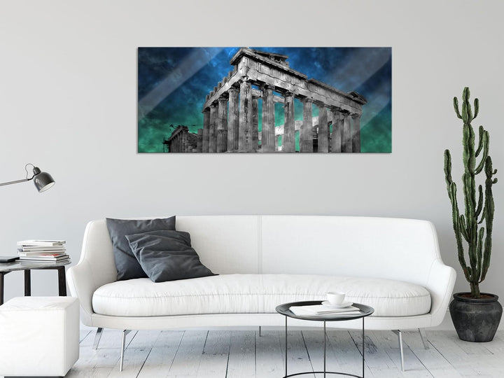 Glasbild Panorama | Wandbild aus Echtglas | Propyläe von Akropolis in Athen | 120x50 cm | inkl. Aufh