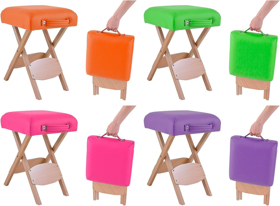 QUIRUMED Klapphocker aus Holz mit Sitz, gepolstert in schwarzer Farbe, vielseitig einsetzbar, Beiste