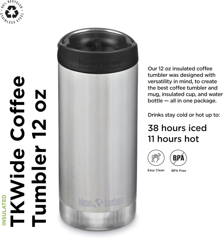 Klean Kanteen TKWide VI Trinkflasche Gebürsteter Edelstahl 355 ml