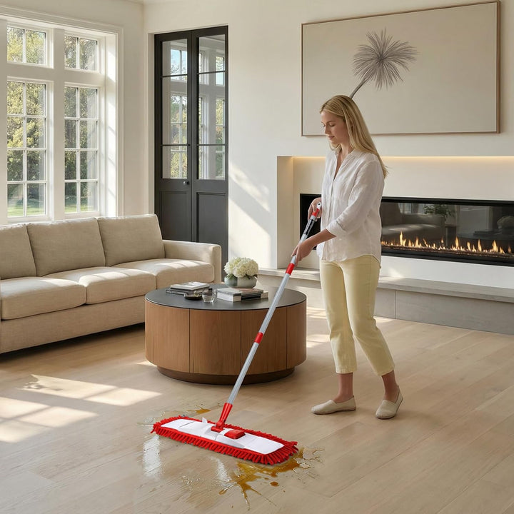 Masthome Wischmopp,Bodenwischer Set mit 4 Wischpads,Chenille Wischmopp mit 128cm Griff,Mikrofaser Wi