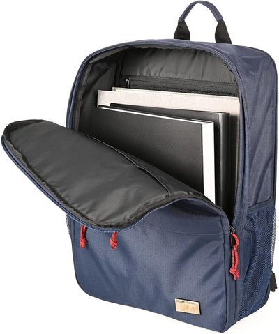 Troika Global Recycled Laptop-Rucksack aus recyceltem PET-Material in der Farbe Blau, Masse: 41cm x