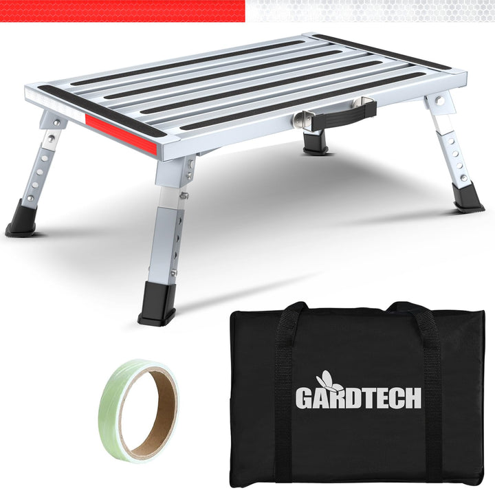 GARDTECH Wohnwagen Trittstufe, Aluminium Klapptritt Max Belastung 150 kg Höhenverstellbar für Carava