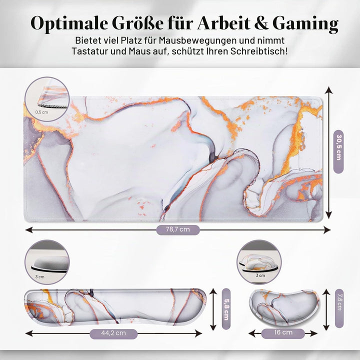 Gimars 3-in-1 XXL Gaming Mauspad mit Gelkissen, Ergonomisches Handballenauflage Tastatur, 800 x 305