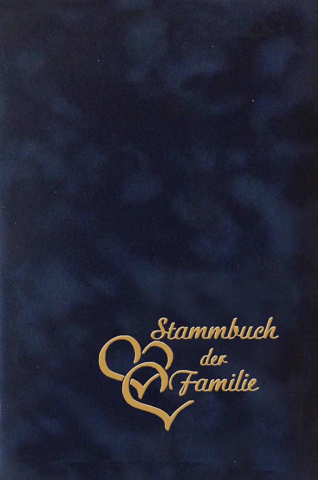 Stammbuchverlag Stammbuch Herzen, dunkelblau, Velours, Herzprägung Gold, Stammbuchformat