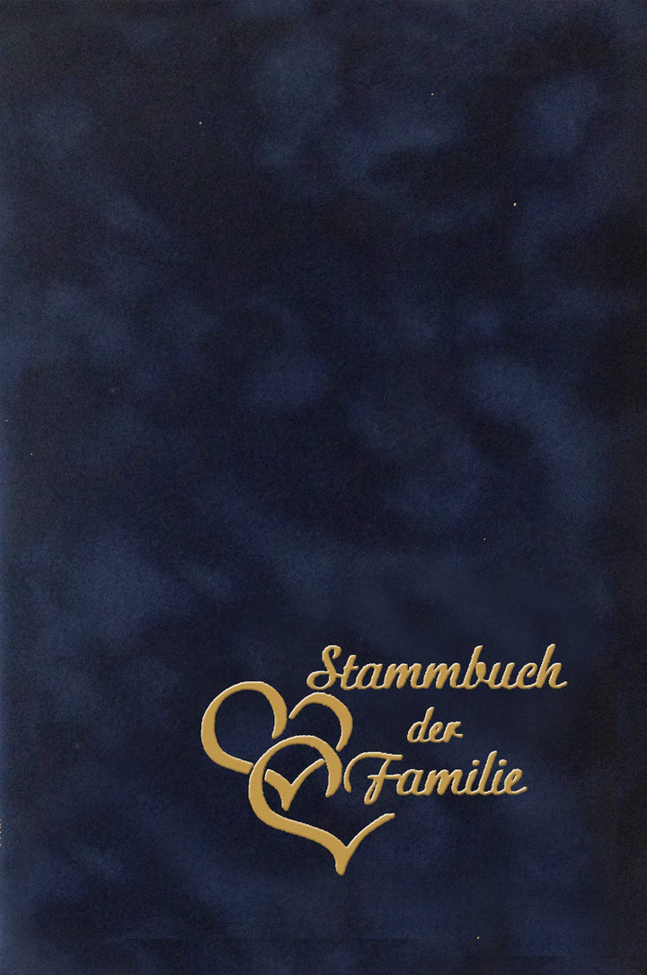 Stammbuchverlag Stammbuch Herzen, dunkelblau, Velours, Herzprägung Gold, Stammbuchformat