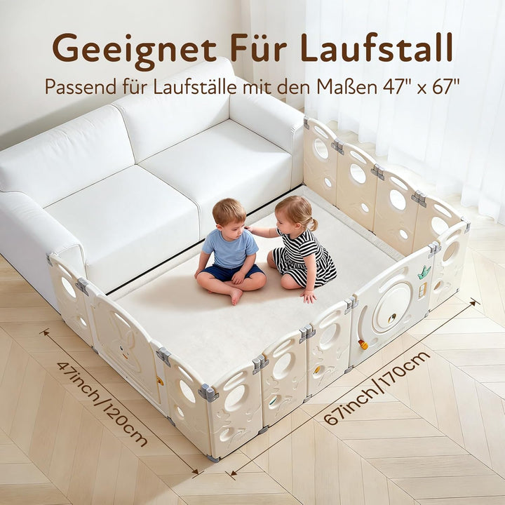 Treeboy Spielmatte Baby 120x170x2cm beige – Teppich für Kinderzimmer mit hochwertigem Memory-Schaum