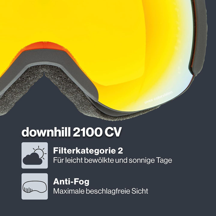 uvex Unisex Downhill 2100 Cv Skibrille (1er Pack) Einheitsgrösse black mat/orange-yellow, Einheitsgr
