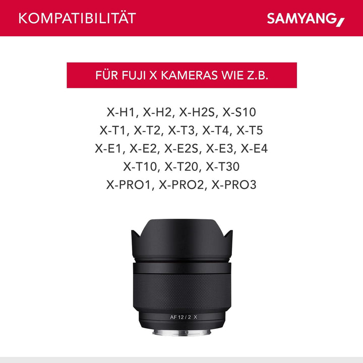 Samyang AF 12mm F2,0 Fuji X Objektiv - Autofokus Ultra Weitwinkel Festbrennweite , APS-C lichtstark