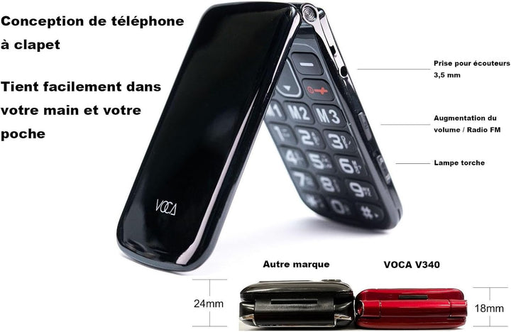 VOCA Klapphandy mit grossen Tasten für Senioren | Entsperrtes 4G LTE | Hohe Lautstärke | SOS-Taste |