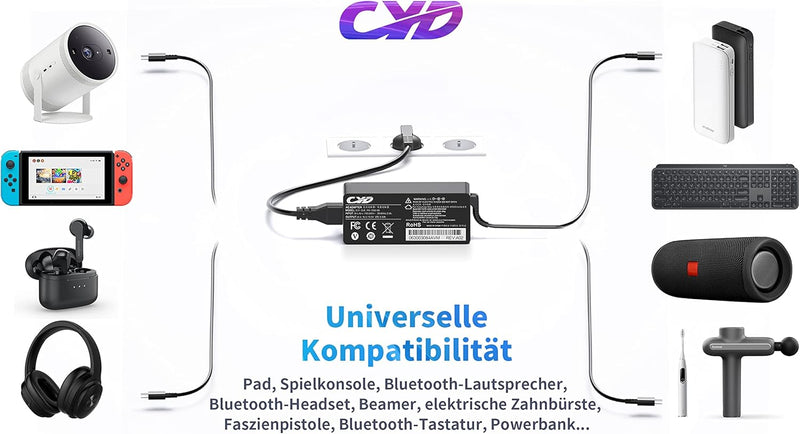 CYD 65W USB C Netzteil für Ladekabel Lenovo ThinkPad YT480 X1 Yoga 2nd 3rd 4th Gen X1 Tablet 2nd 3rd