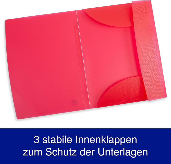 Oxford Eckspannermappe A4, Kunststoff, mit Gummiband, 8 Farben, 10 Stück, Rot, Orange, Anis, Ice Min