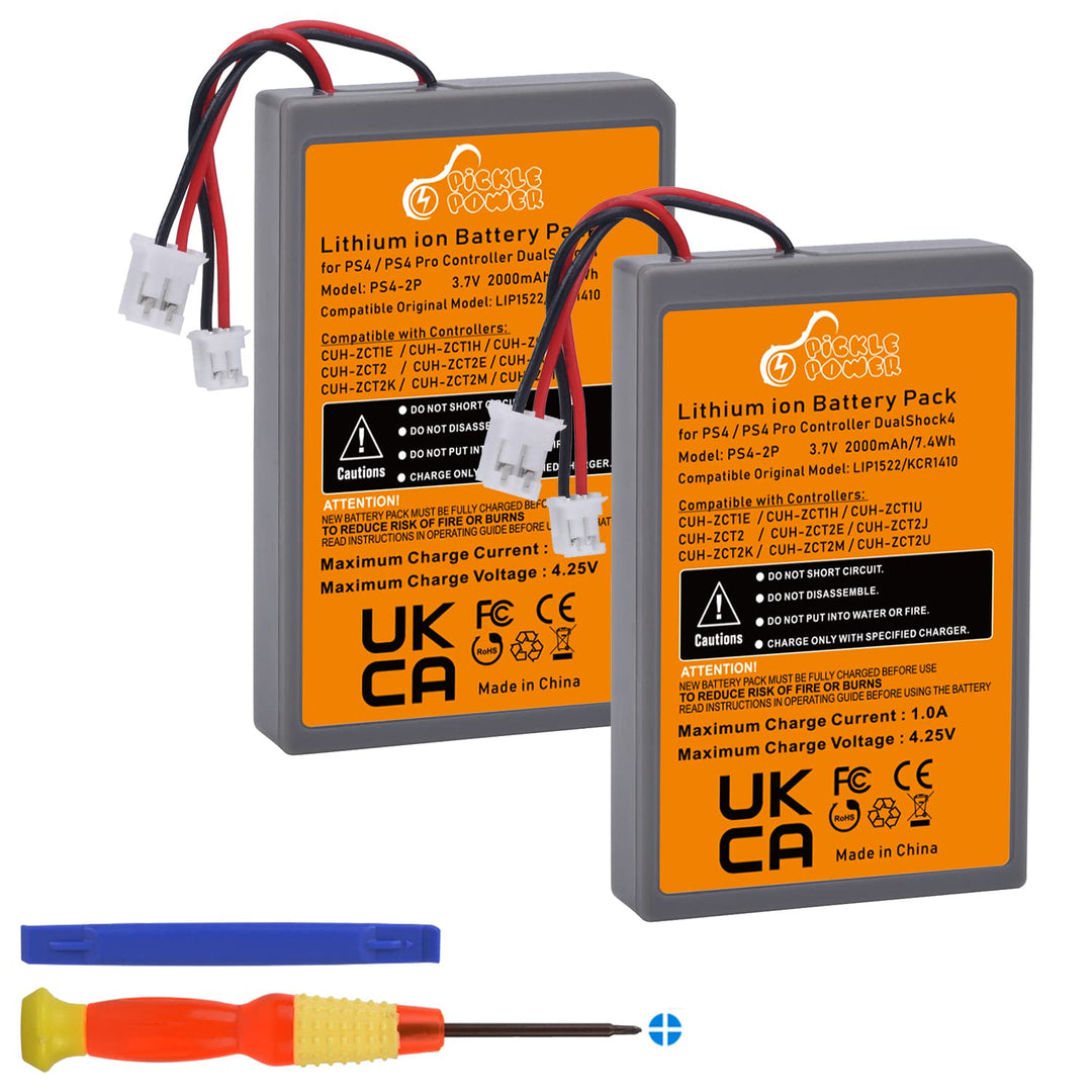 PS4 Controller Akku, Pickle Power 2 x 2000mAh PS4Pro Akkus für Sony Playstation 4 Dualshock 4 V1 V2
