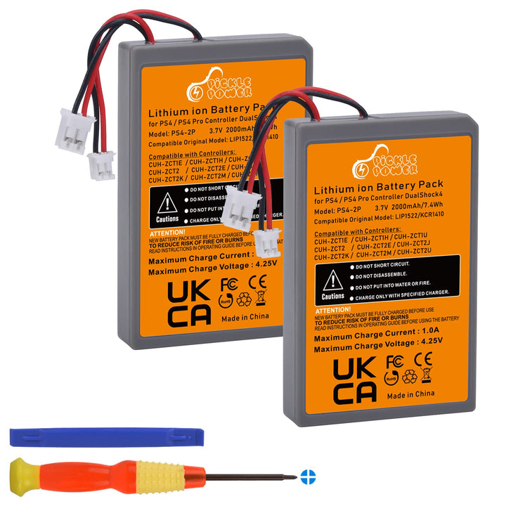 PS4 Controller Akku, Pickle Power 2 x 2000mAh PS4Pro Akkus für Sony Playstation 4 Dualshock 4 V1 V2