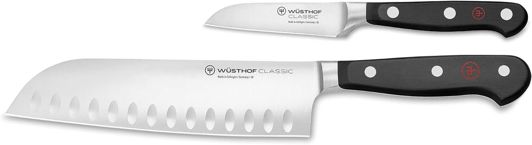 WÜSTHOF Classic Messersatz mit 2 Messern, Schwarz,silber Santoku & Gemüsemesser, Santoku & Gemüsemes