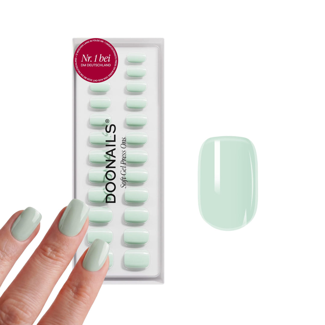 DOONAILS Soft Gel Press On Nails 30er Set Cute Cucumber Short Square Form Pastel Grün Nägel zum Aufk