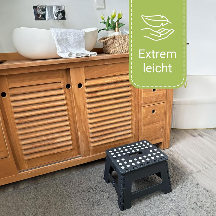 ZOLLNER Tritthocker faltbar - Klapphocker für Kinder und Erwachsene bis 120kg - Anti-Rutsch-Beschich