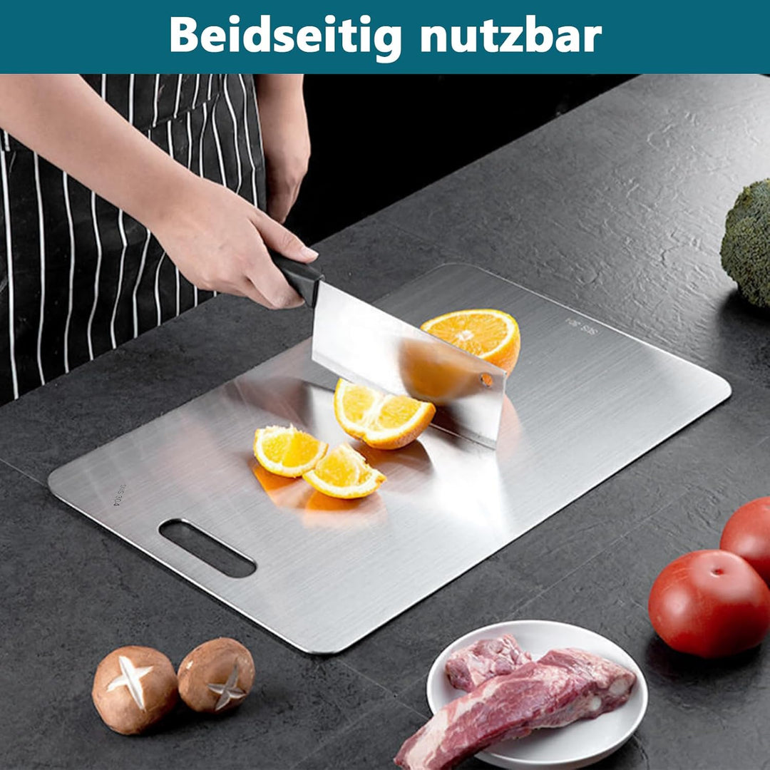 Schneidebrett Set 3er aus S304 Edelstahl, Chopping board Doppelseitiges Lebensmittel Grade, BPA-frei