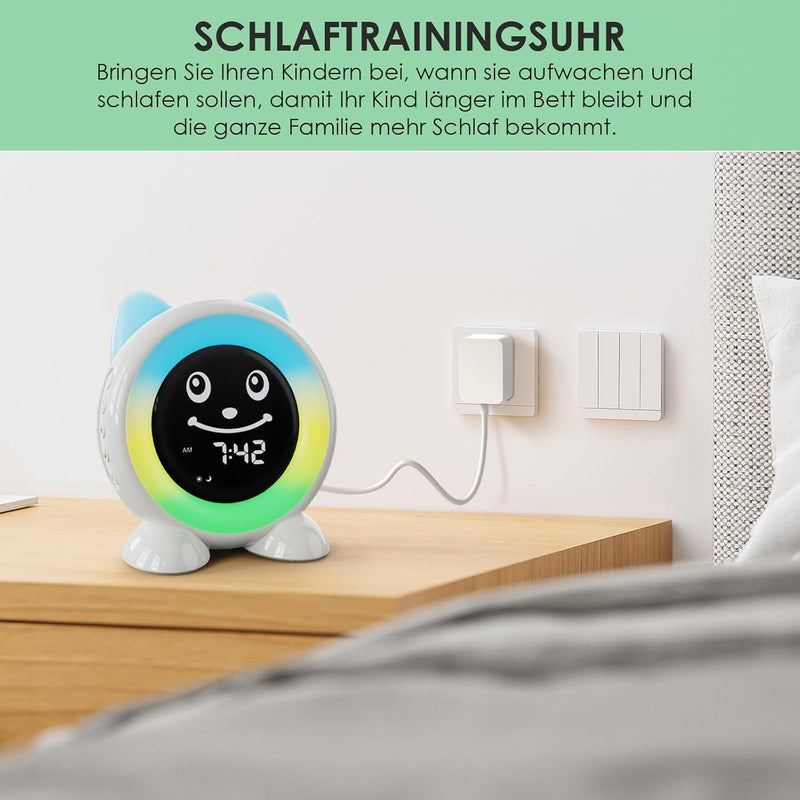 FiveHome Wecker Kinder-Schlaftrainer Kinder Kinderwecker Digital Lichtwecker mit 11 Farben Nachtlich