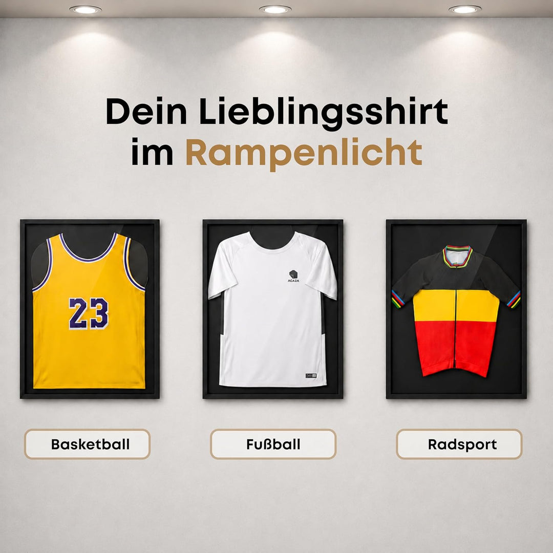 ACAZA Trikotrahmen 60 x 80cm, 3D Bilderrahmen tief zum befüllen mit Fussball-, Eishockey-, Rugby-, N
