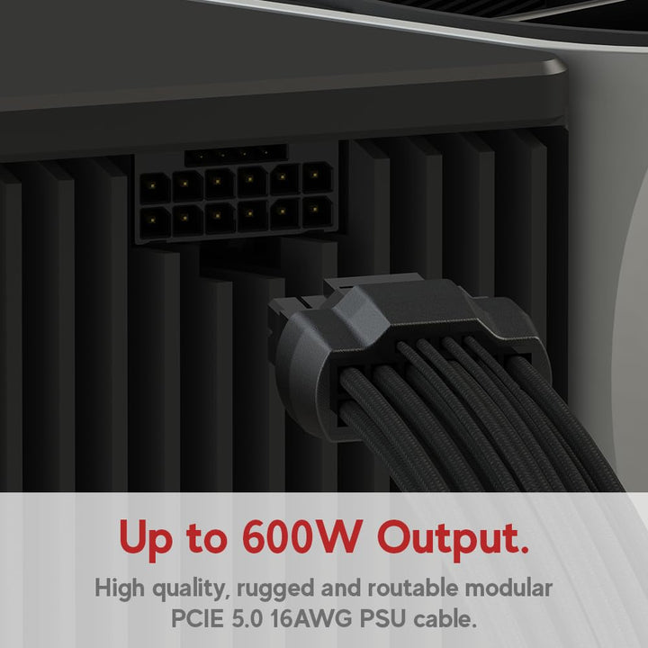 LINKUP - AVA 600W PCIE 5.0 16Pin (12+4) Hochstrom-Netzkabel┃Gepresster &amp; gelöteter Typ 16AWG ummante