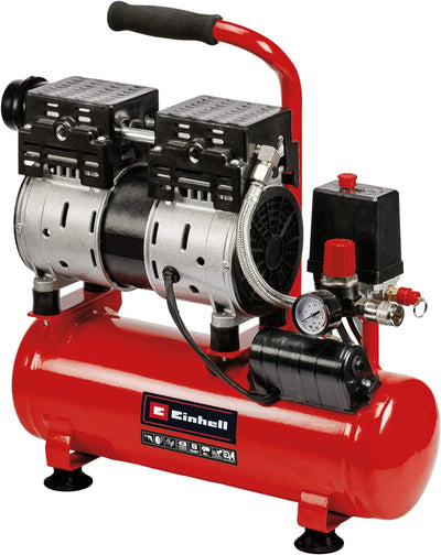 Einhell 4020600 TE-AC 6 Silent Kompressor + 4137790 TC-PN 50 Druckluft-Tacker (Pneumatic), rot, schw