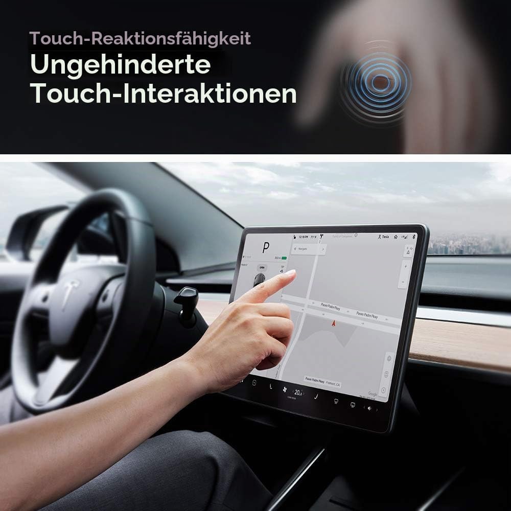 Spigen Glas.tR EZ Fit Schutzfolie kompatibel mit Tesla Model 3 / Y, Schablone für Installation entha