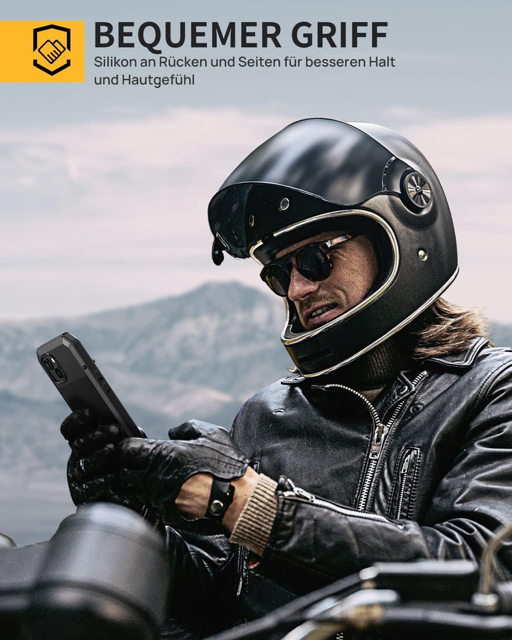 Lanhiem für iPhone 14 Hülle (6.1"), Panzerhülle iPhone 14 Case Outdoor Stossfest Metall Ganzkörper M