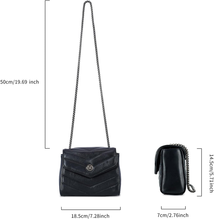 VICTORIA HYDE Damen Umhängetasche Kette Tasche Schultertasche Echtes Leder Citytasche Schwarz Rot, S