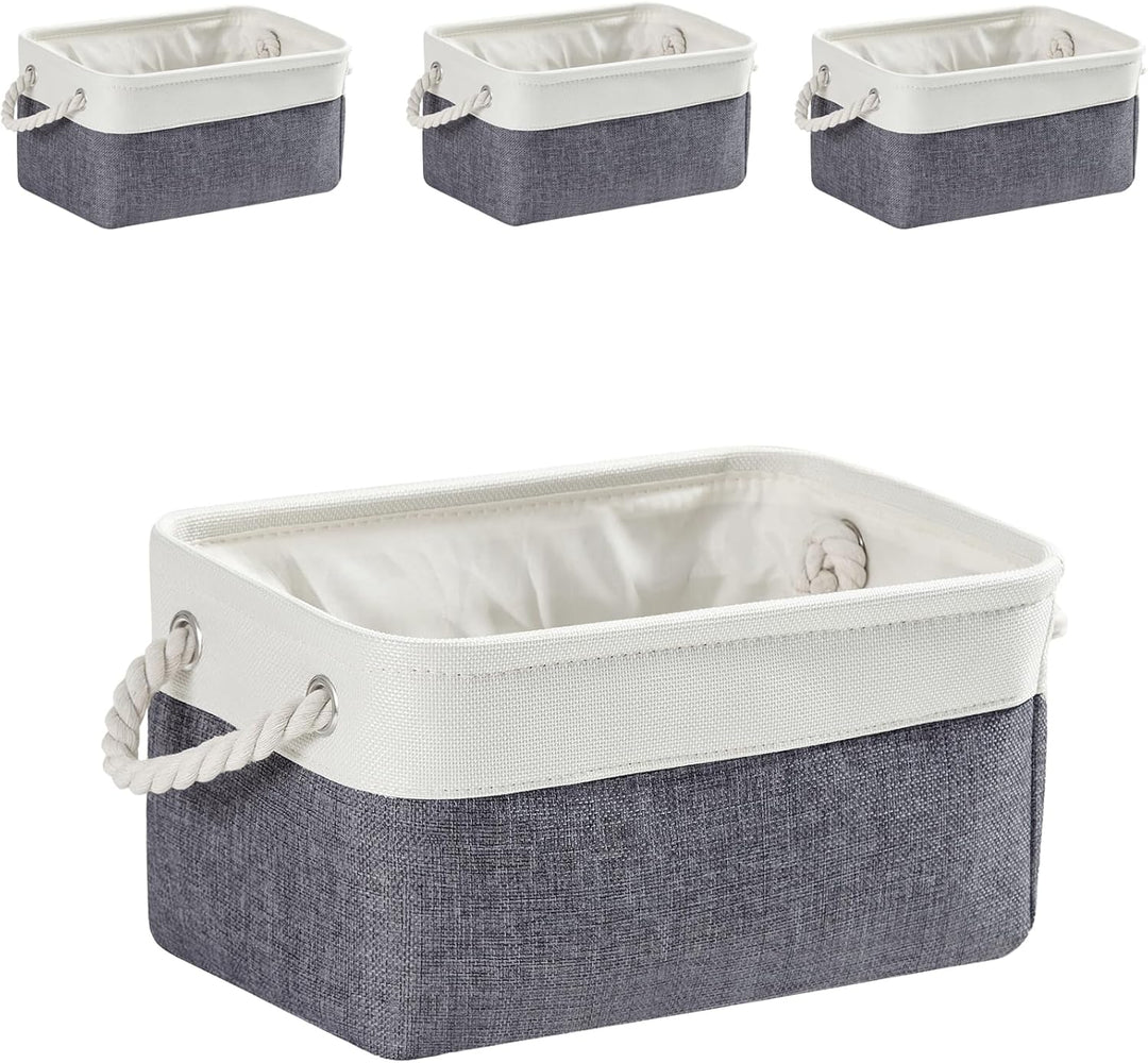 Mangata Canvas Aufbewahrungsbox 4er Set, Faltbare Aufbewahrungskörbe aus Stoff mit Griffen für Schrä
