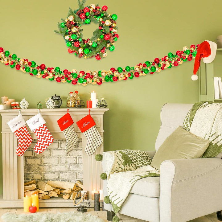 Whaline Weihnachtskugel-Girlande, Kugel-Ornamente, 1,8 m, Christbaumkugel-Dekorationen, bruchsichere