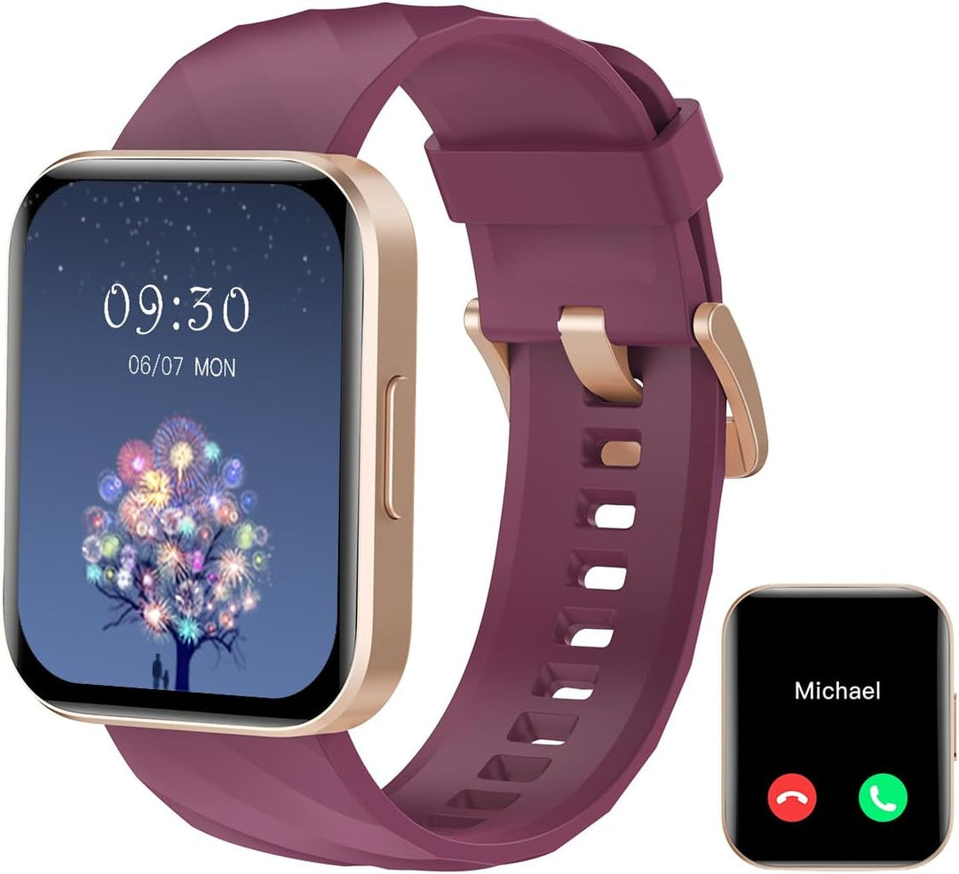 RUIMEN Smartwatch Damen Herren mit Telefonfunktion Fitnessuhr Schrittzähler Uhr mit Pulsmesser SpO2