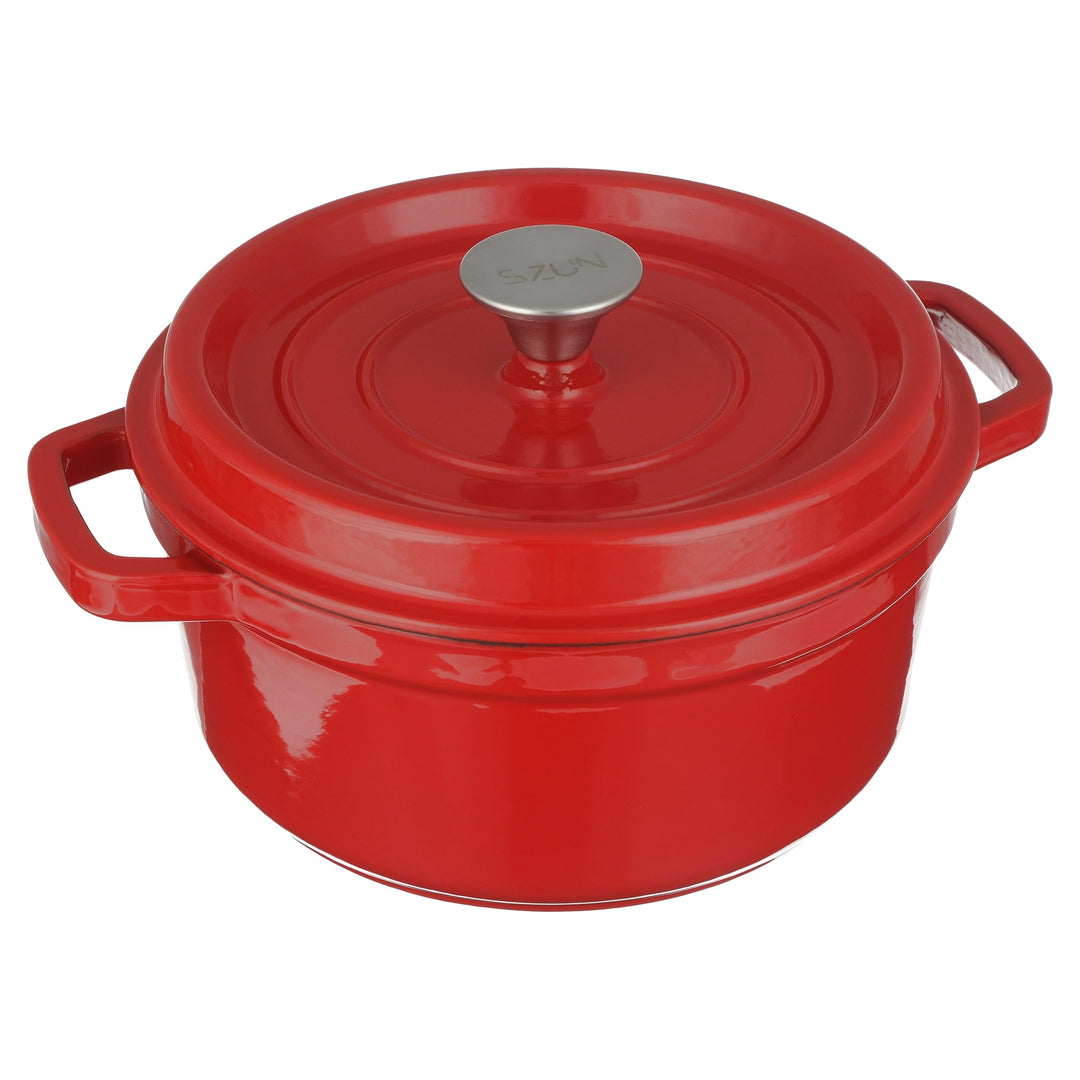 SZUN GUSSEISEN TOPF EMAILLIERT - Gusseisenpfanne – Dutch Oven - Brotbackform – Schmortopf - Bräter -