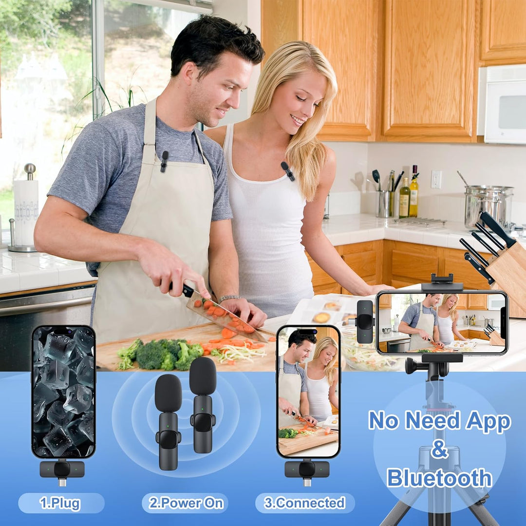 Kabelloses Lavalier-Mikrofon für iPhone/Android-Handy, USB C Wireless Lav-Mikrofon, 4 Tonabnehmer-Mo