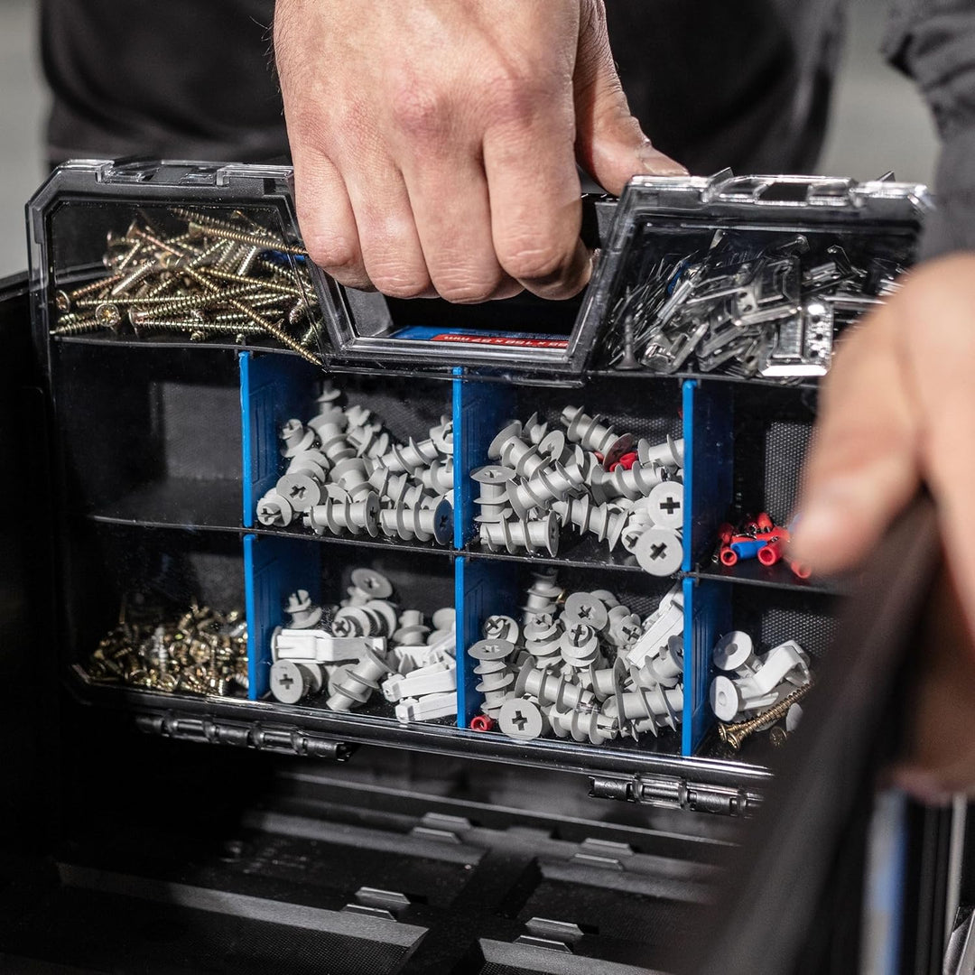 Högert Technik - Organizer mit Fächern, Abdeckung aus Polycarbonat, Verstellbare Trennwände, Extra P