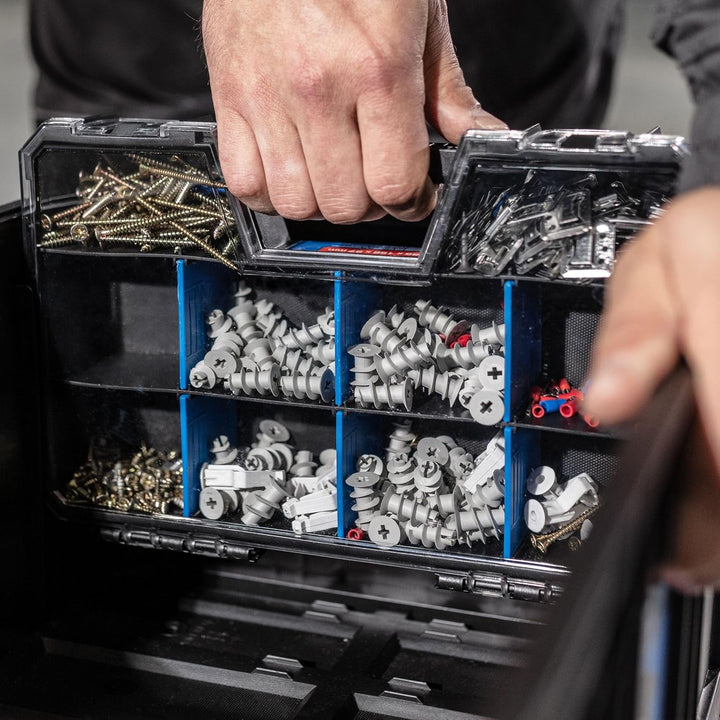 Högert Technik - Organizer mit Fächern, Abdeckung aus Polycarbonat, Verstellbare Trennwände, Extra P