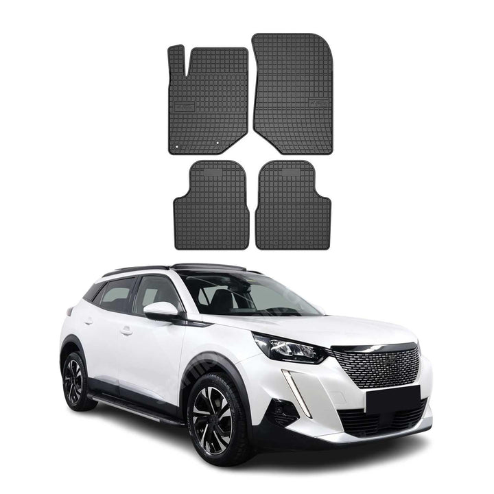 OMAC Gummi Fussmatten für Peugeot 2008 2019-2025 Automatten Gummi Schwarz 4tlg Fussmatten 2008 2019-