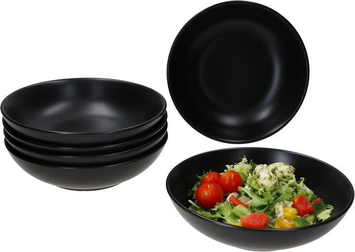 MamboCat Panther 6er Set Suppenteller schwarz I 420ml I matte tiefe Steingut-Teller für 6 Personen I