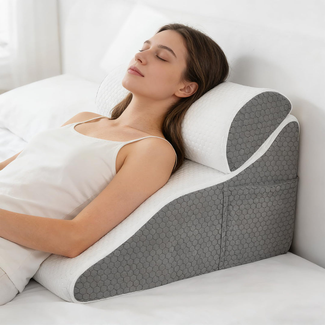 Ergonomisches Keilkissen Bett, Memory Schaum, 50x50x30cm | Ergonomisches Lesekissen für Bett und Sof