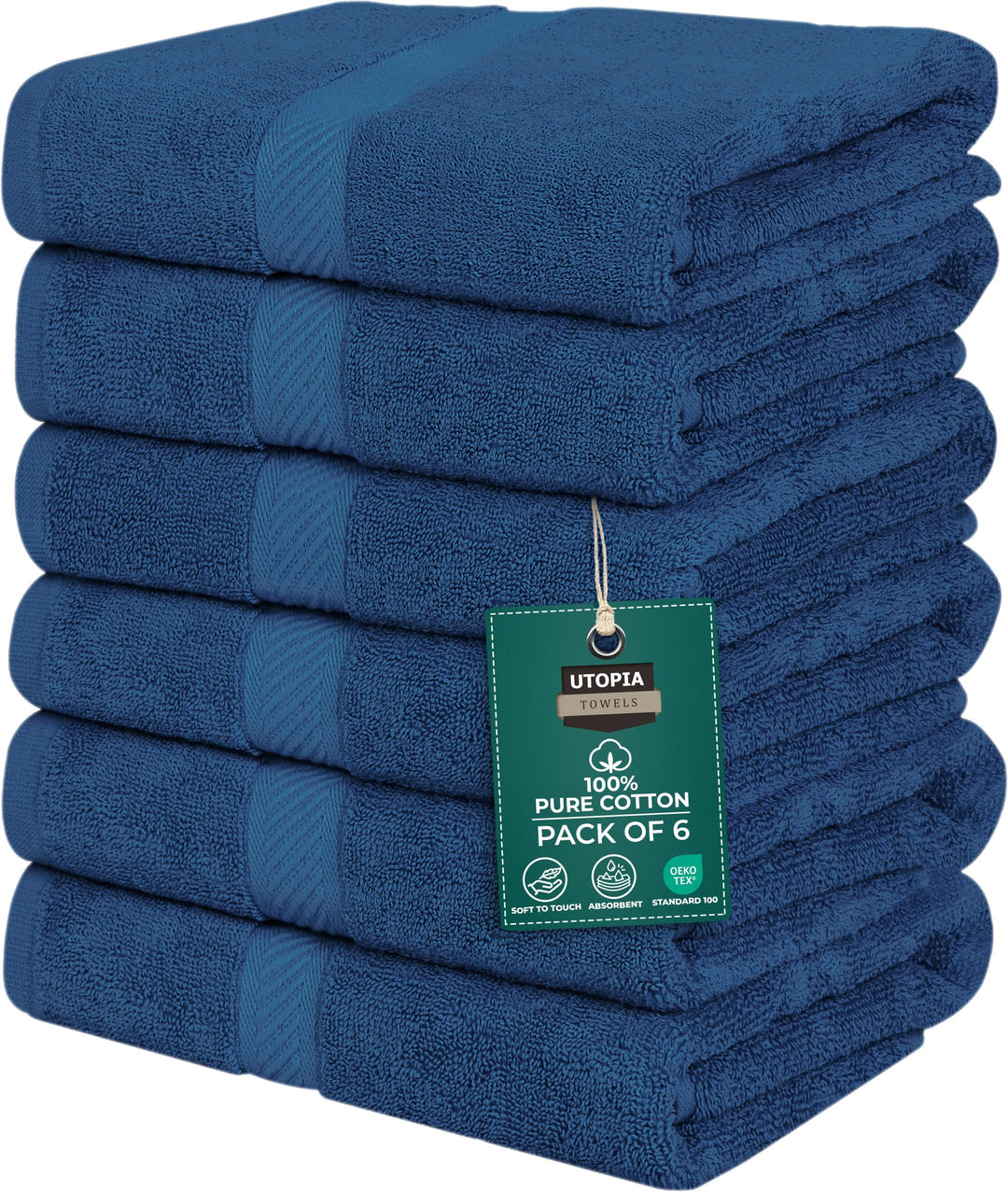 Utopia Towels - 6er-Pack mittelgrosse Badetücher aus 100% Baumwolle mit Aufhängeschlaufen, 60x120 cm