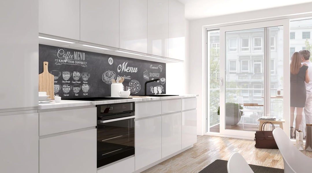 StickerProfis Küchenrückwand selbstklebend Glasoptik - Bistro MENU - 1.8mm, Versteift, alle Untergrü