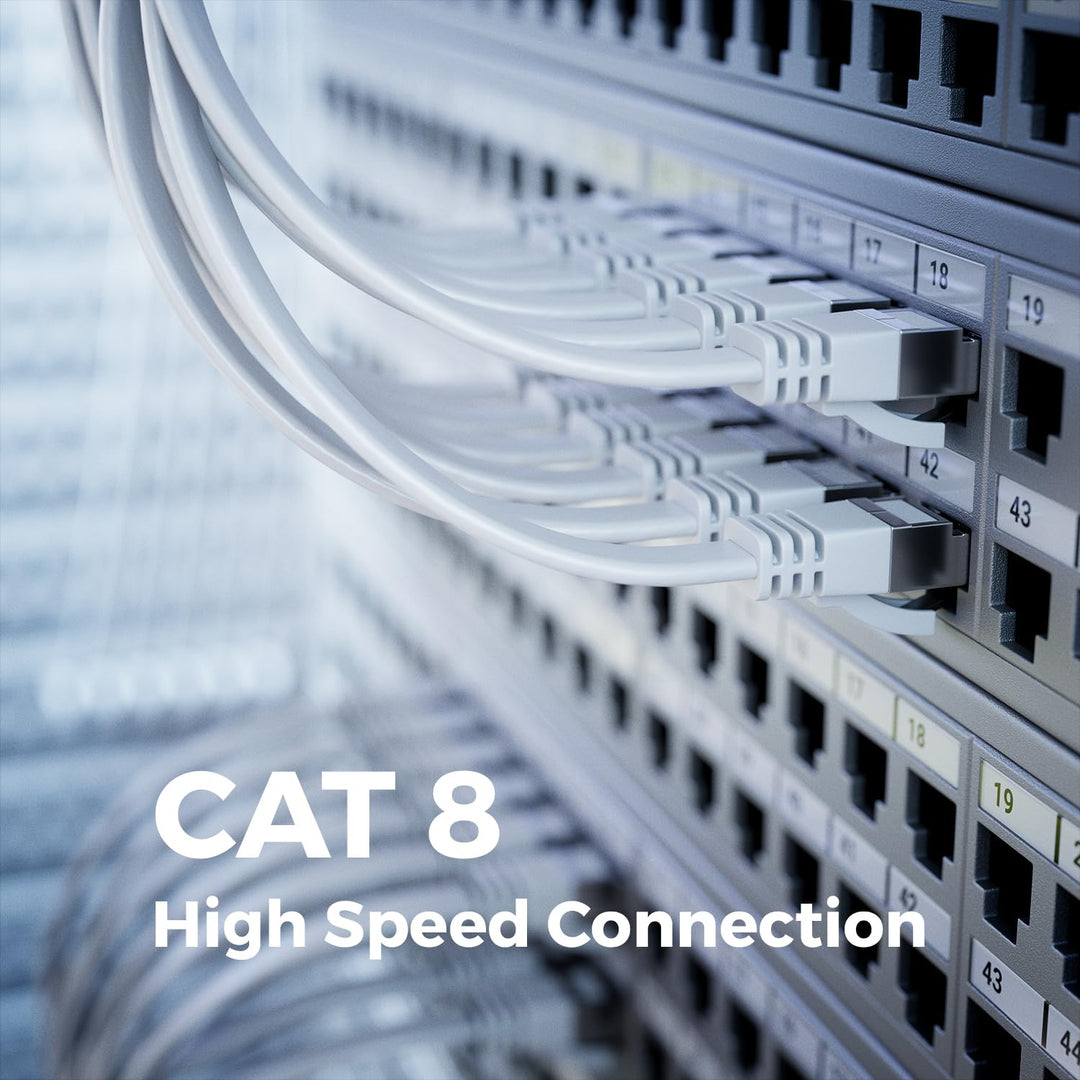 deleyCON 10x 0,5m CAT 8 Netzwerkkabel Flach (40 Gbit/s, Kupfer) Gigabit Ethernet LAN Cable - Flaches