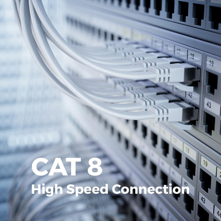 deleyCON 10x 0,5m CAT 8 Netzwerkkabel Flach (40 Gbit/s, Kupfer) Gigabit Ethernet LAN Cable - Flaches