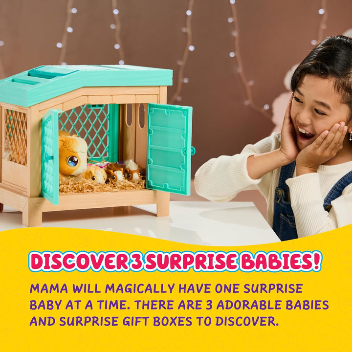 Little Live Pets – Mama Surprise | Interaktives Mama-Meerschweinchen mit Stall und 3 Überraschungsba