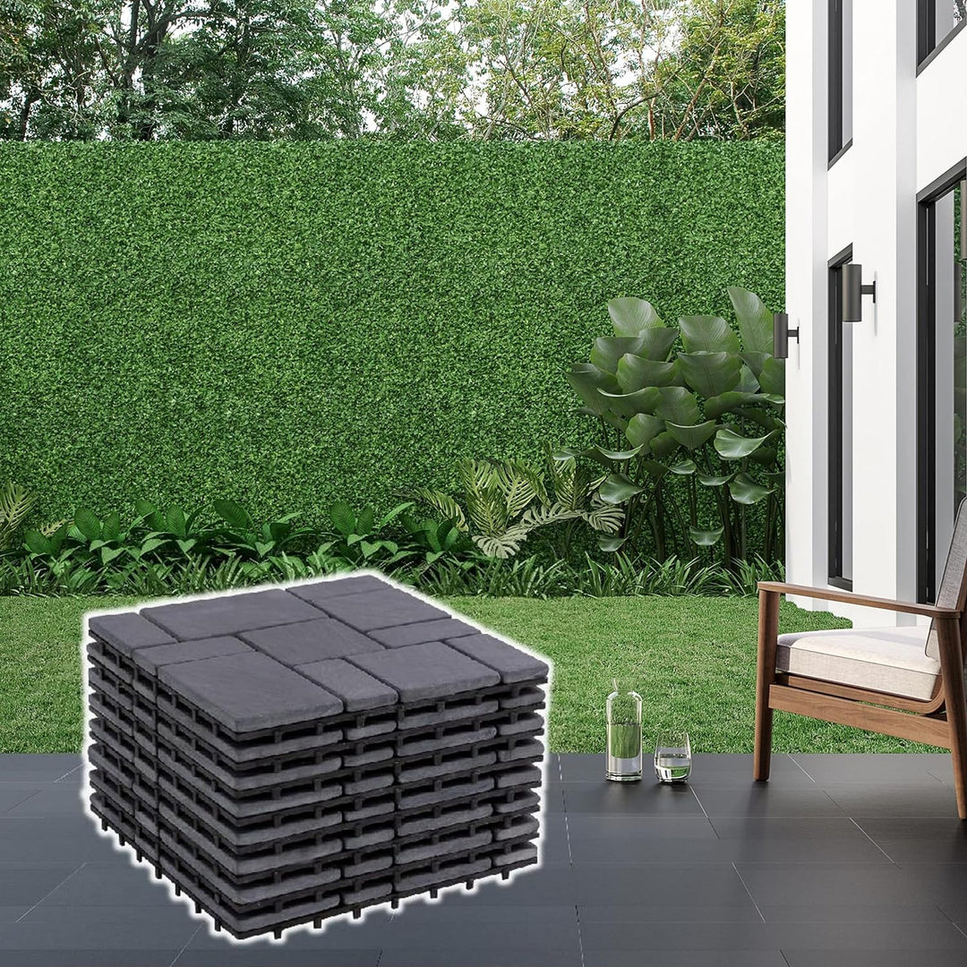 BodenMax 8-er Set Klickfliesen Terrasse Balkon Boden Gehwegplatten Naturstein SCHIEFER | Klassik Mos