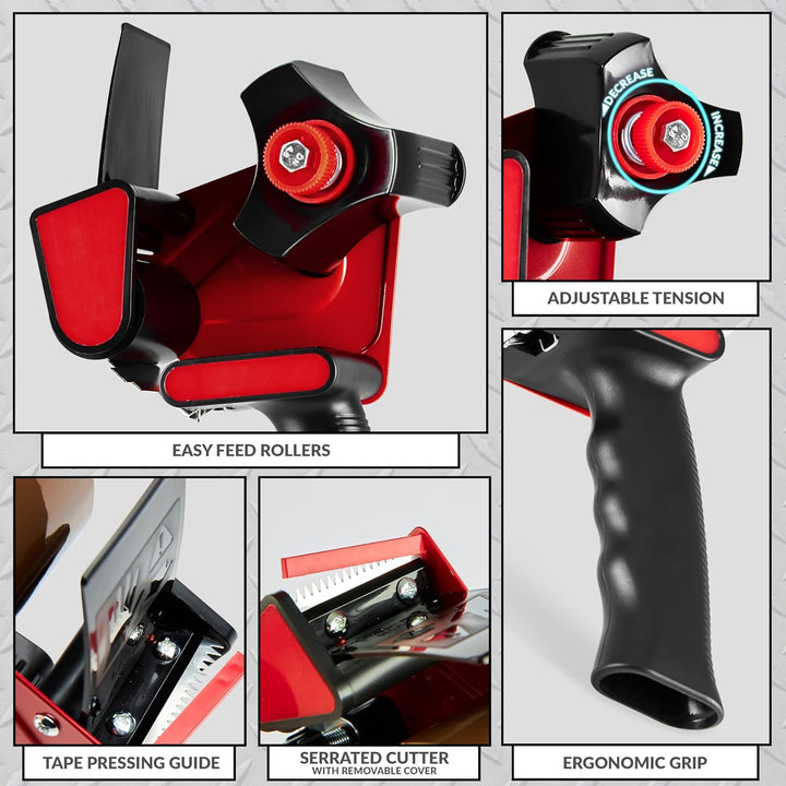 Paketklebeband mit Handabroller Set, Handheld Paketbandabroller und Rollen Paketklebeband zum Verpac