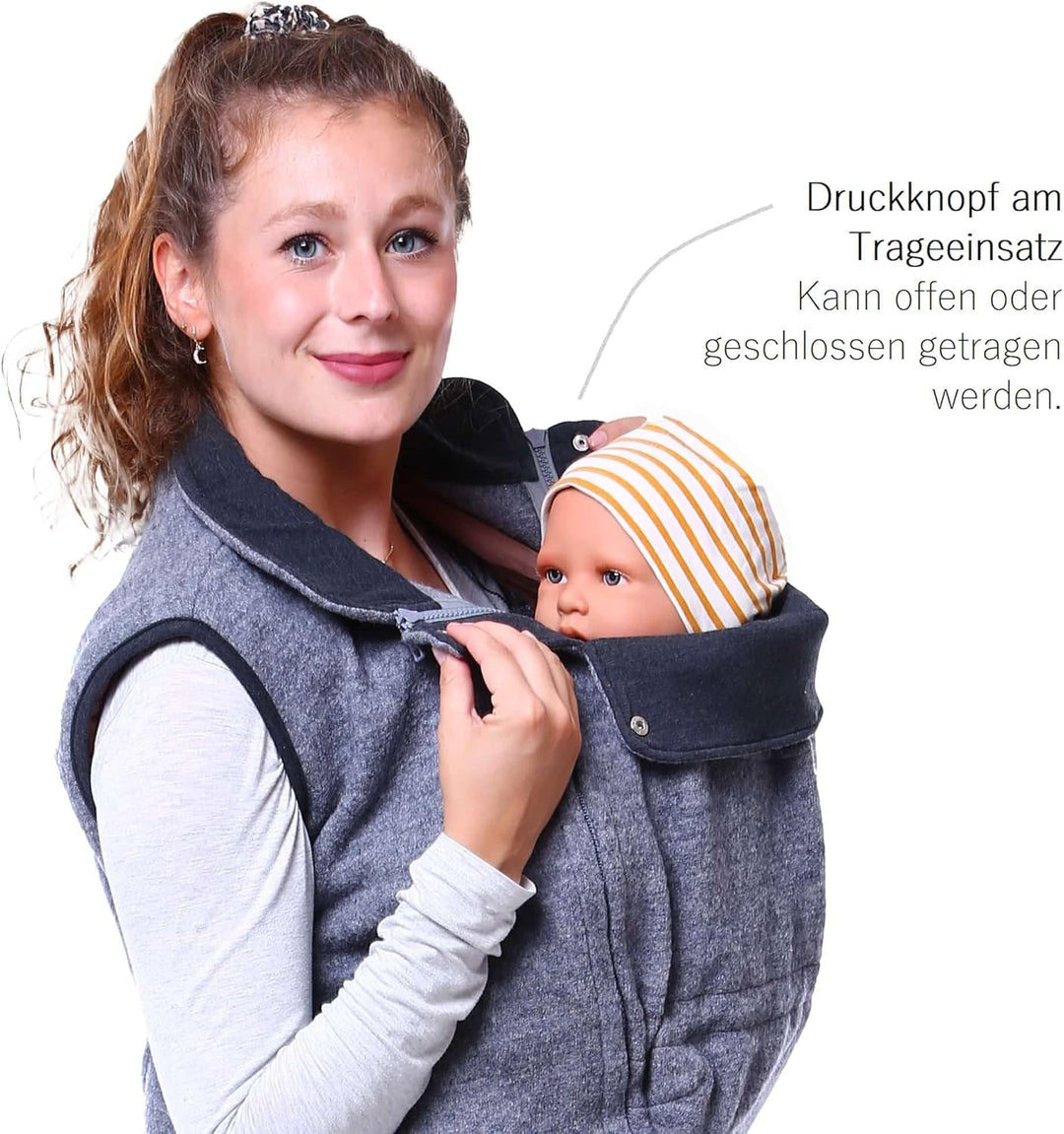 Viva la Mama - Trageweste aus Wollwalk Umstandsweste Wollweste zum Babytragen - PEVE XXL Grau, XXL G