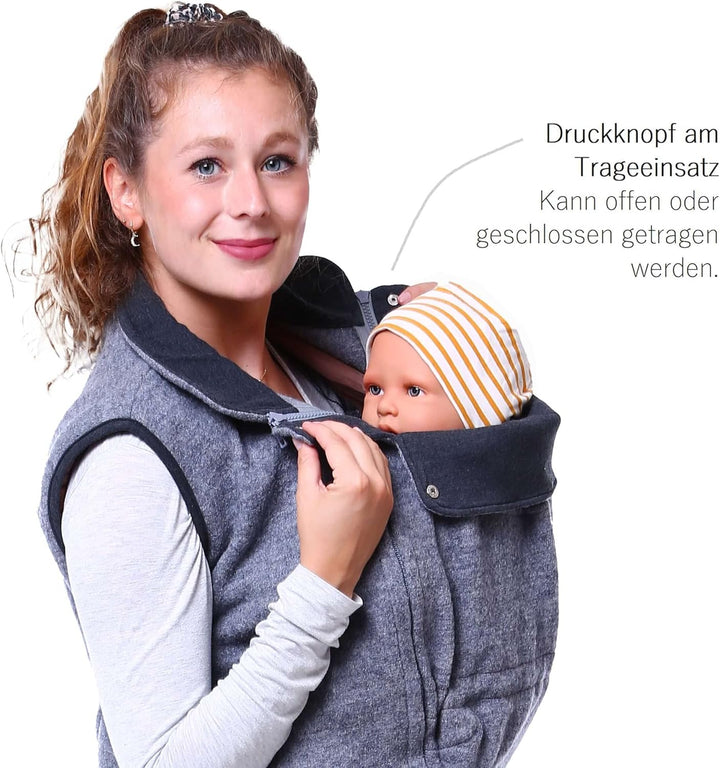 Viva la Mama - Trageweste aus Wollwalk Umstandsweste Wollweste zum Babytragen - PEVE XXL Grau, XXL G