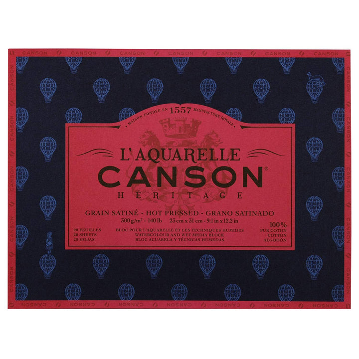 CANSON Aquarellmalerei Canson Erbe Block geklebt 4 Seiten 20 Blatt Körnung satiniert Satinierte Körn