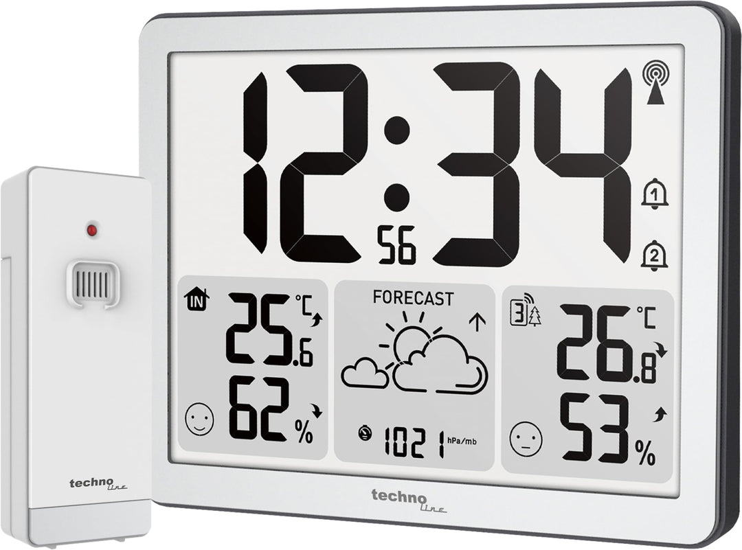 WS6780-2 in 1 Funkuhr und Funkwetterstation in einem, Innen- und Ausséntemperatur, Luftfeuchtigkeit,
